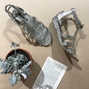 Urban Outfitters Silver Jelly Sandals, 7.5